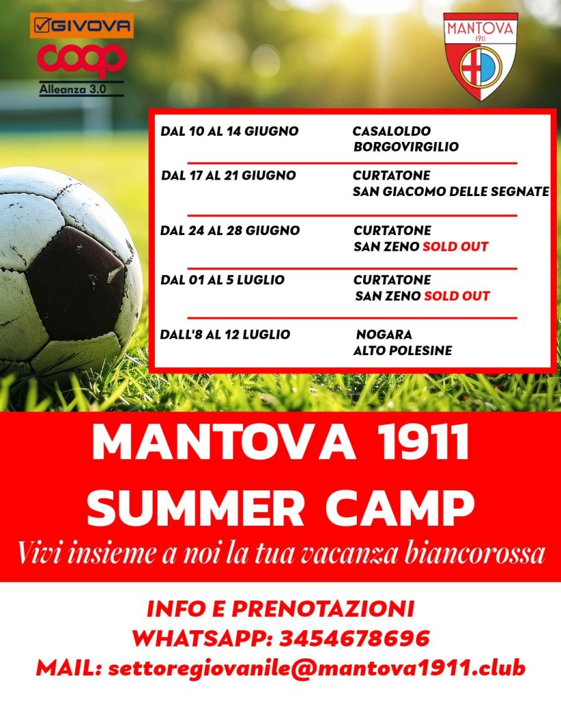 Da lunedì partirà l'ultima settimana del Mantova Summer Camp