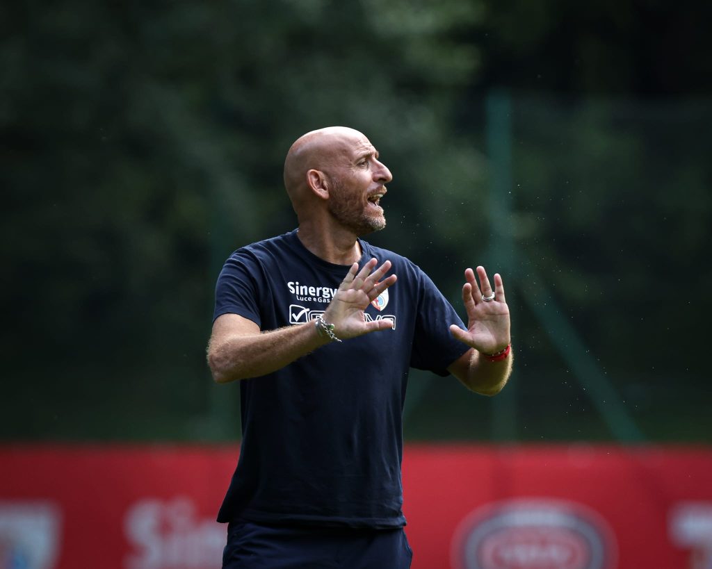 Il mister del Mantova, Davide Possanzini, al termine dell'amichevole vinta col Castiglione