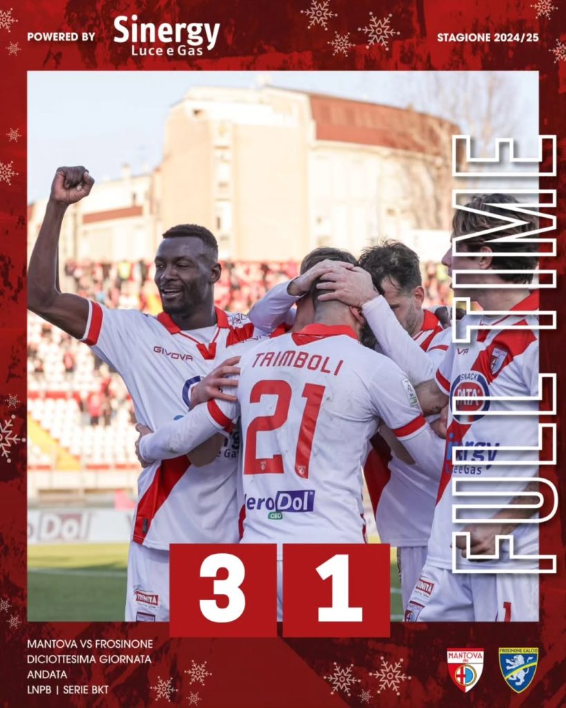 Il Mantova torna a vincere dopo oltre un mese. Frosinone battuto 3-1