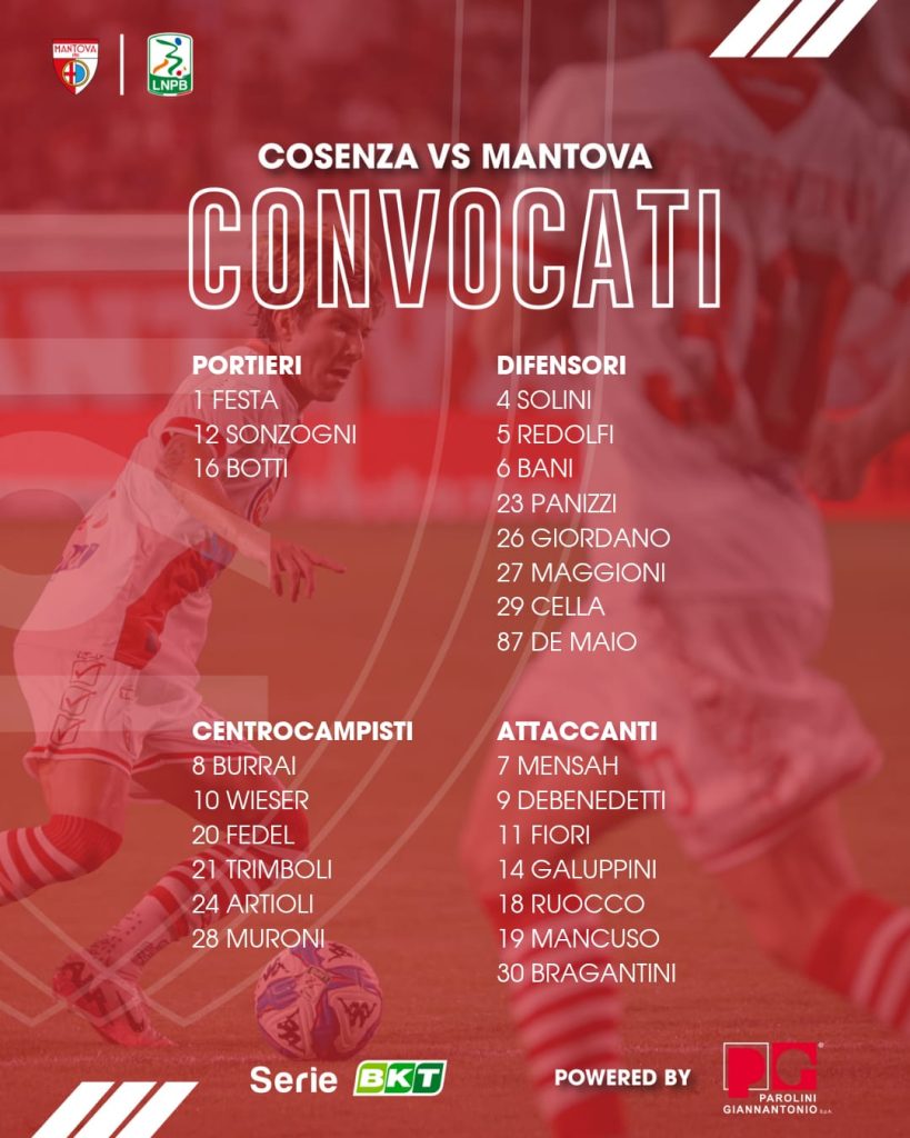 Questi i 24 convocati biancorossi da mister Possanzini